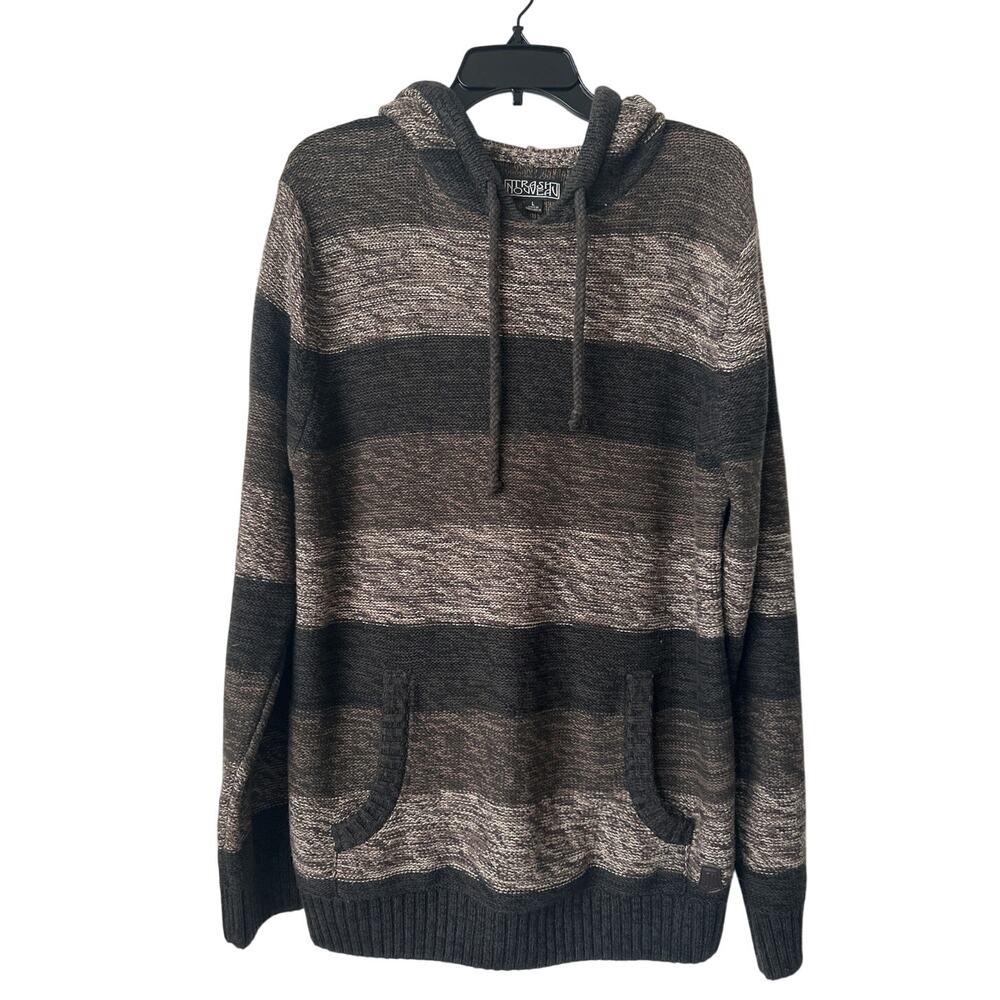 Trash Nouveau Men's Brown Colorblocked Hoodie Pullover Sweater Sweatshirt Large